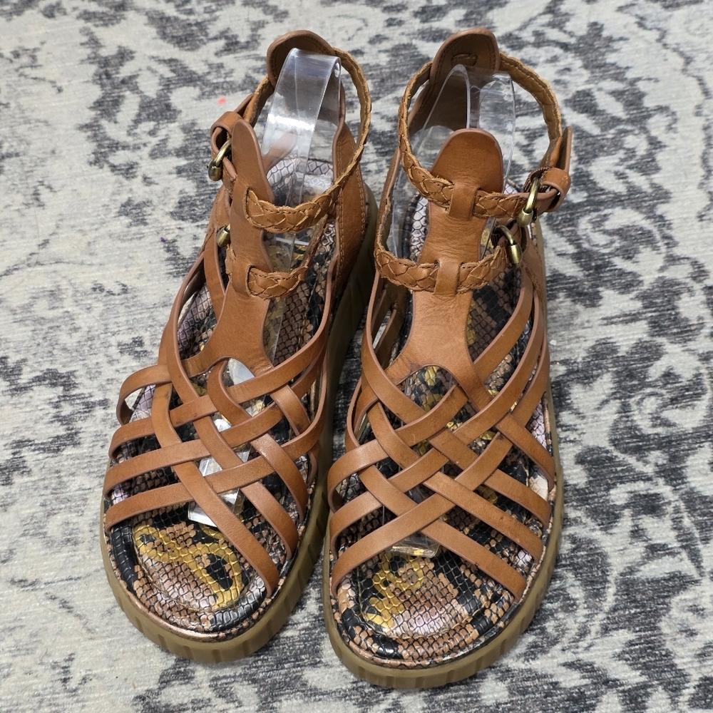 SAM EDELMAN Geana Gummy Bottom Leather Gladiator Platform Sandals 7.5 - Picture 3 of 6
